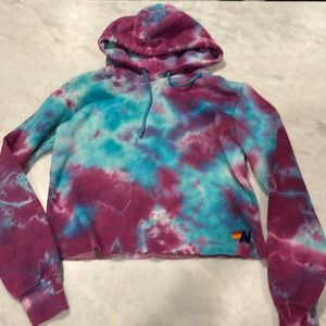 Aviator Nation Women’s Sweatshirt Cropped Size Small Tye Dye